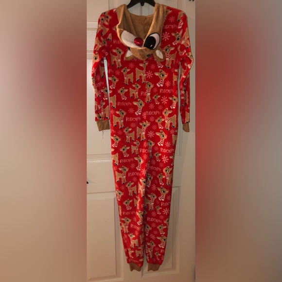 Rudolph the Red Nose Reindeer Pajamas super Minky union suit, NWT size XS - Picture 3 of 9
